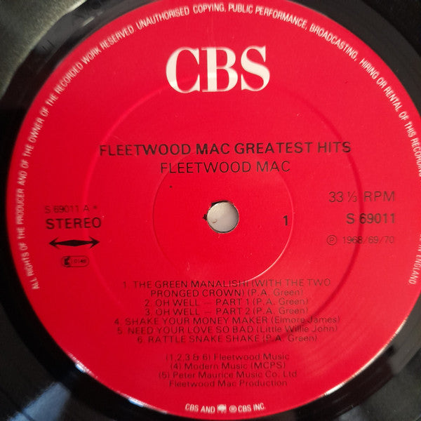 Image of Label Cover of LP - VG/VG+ - FLEETWOOD MAC, Greatest Hits (CBS ; 69011, UK 1980s Reissue, Gatefold, Red Label), Edge Wear,  - 3546163S