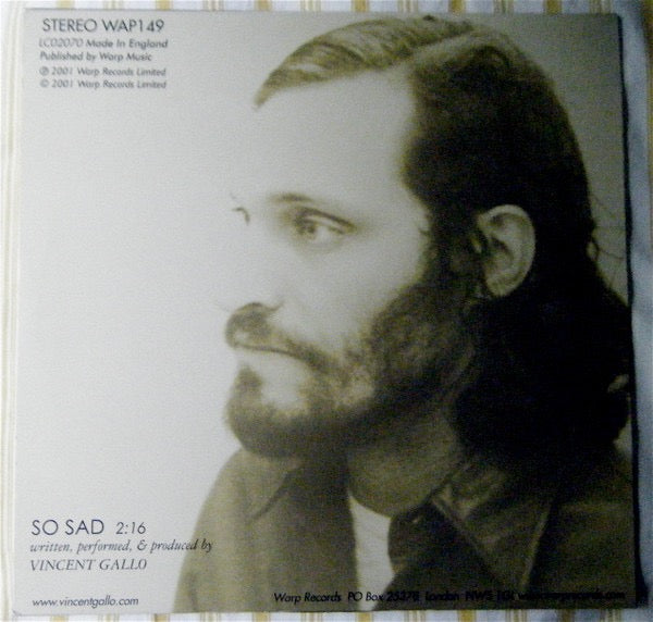 Image of Back Cover of 12" - VG+/VG+ - VINCENT GALLO, So Sad (Warp Records; WAP149, UK 2001, Picture Sleeve), ,  - 3546162S