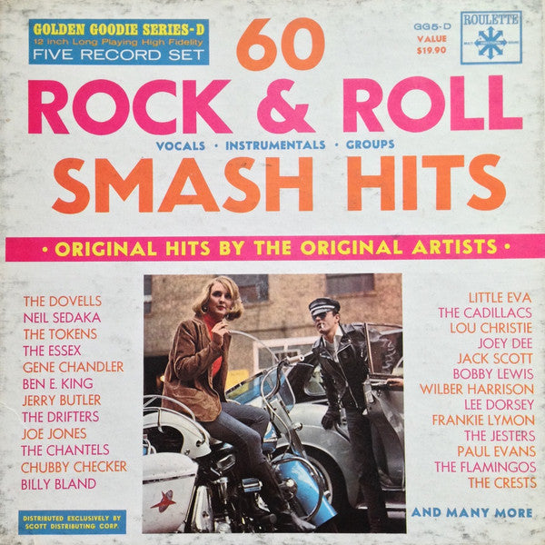 Image of Front Cover of 1625160E: 5xLP - VARIOUS, 60 Rock & Roll Smash Hits-Golden Goodies Series D (Roulette; GG5-D, US , Box Set)   VG/VG+