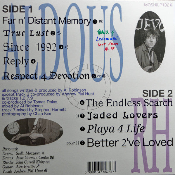 Image of Back Cover of LP - VG/EX - ALDOUS RH, Respect 4 Devotion (Moshi Moshi Records ; MOSHILP102X, UK 2020, Blue Marbled Vinyl), Sleeve Creased,  - 1625179E