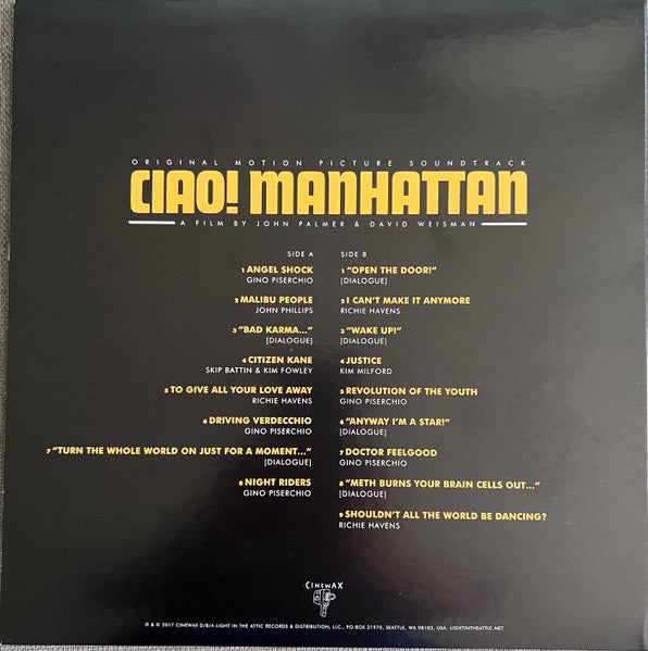 Image of Back Cover of LP - VG/VG+ - VARIOUS, Ciao! Manhattan (Cinewax; CINE 809, US 2017, Gatefold, Booklet, "Angel Shock" (Pink swirl) Vinyl, Ltd to 2000, with Obi), ,  - 4446059S