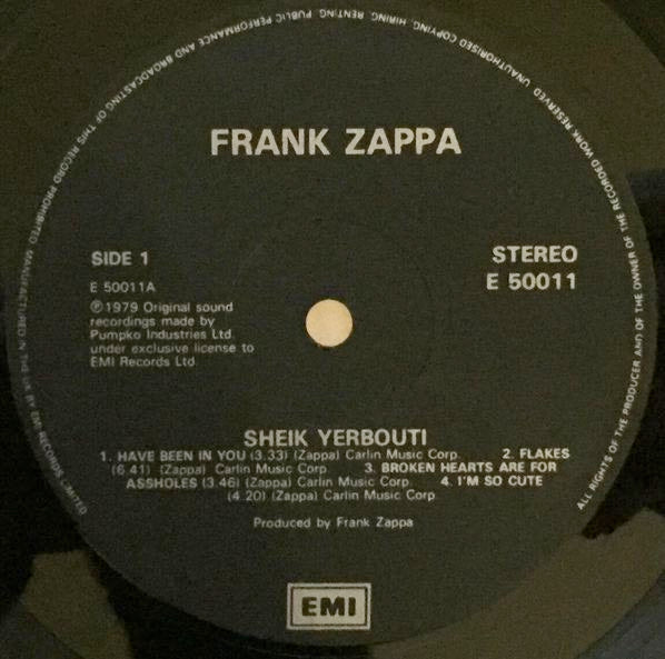 Image of Label Cover of 2xLP - VG+/VG - FRANK ZAPPA, Sheik Yerbouti (EMI; EN5001, UK 1986 Reissue, Gatefold, Inners, Digitally Remastered ), ,  - 3316048C