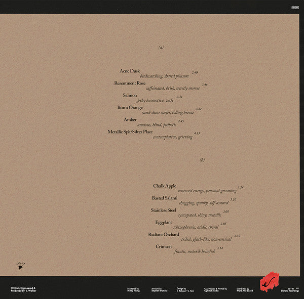 Image of Back Cover of 1725143E: LP - J WALKER, Spectra! (Elations Recordings ; ELA001, Australia 2021) Sleeve Creased  VG+/EX