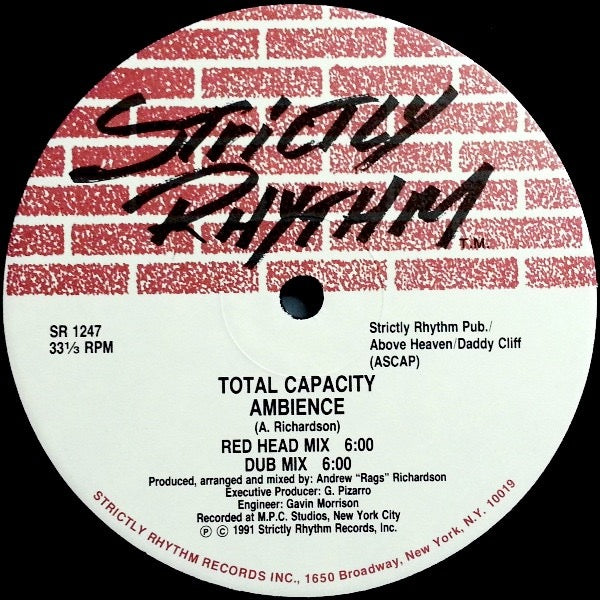 Image of Front Cover of 12" - /VG+ - TOTAL CAPACITY, Ambience / Celebrate (Strictly Rhythm; SR 1247, US 1991, Plain Sleeve), highlighter on labels - v. minor,  - 2646031S
