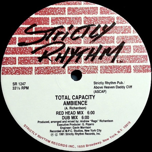 Image of Front Cover of 12" - /VG+ - TOTAL CAPACITY, Ambience / Celebrate (Strictly Rhythm; SR 1247, US 1991, Plain Sleeve), highlighter on labels - v. minor,  - 2646031S