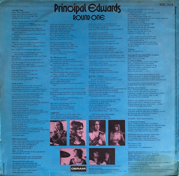 Image of Back Cover of 1725110E: LP - PRINCIPAL EDWARDS, Round One (Deram ; SML 1108, UK 1974, Laminated Sleeve) Strong VG+, Laminate Bubbling Down Spine  VG+/VG+