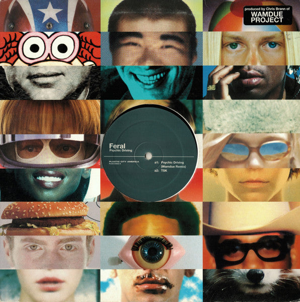 Image of Front Cover of 12" - VG/VG - FERAL, Psychic Driving (Plastic City America; PLACUS022-6, US 2000, Company Sleeve), Sleeve has old price sticker on front. Worn and scuffed. Writing on label in marker, A1 Psychic Driving (Wamdue Remix)A2 TSKB1 Psychic DrivingB2 Borderlands - 3816118C