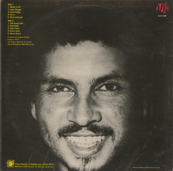 Image of Back Cover of LP - VG+/G+ - DENNIS ALCAPONE, Belch It Off (Attack; ATLP1005, UK 1974, Laminated Sleeve), A fair few light marks to disc.,  - 3215483C