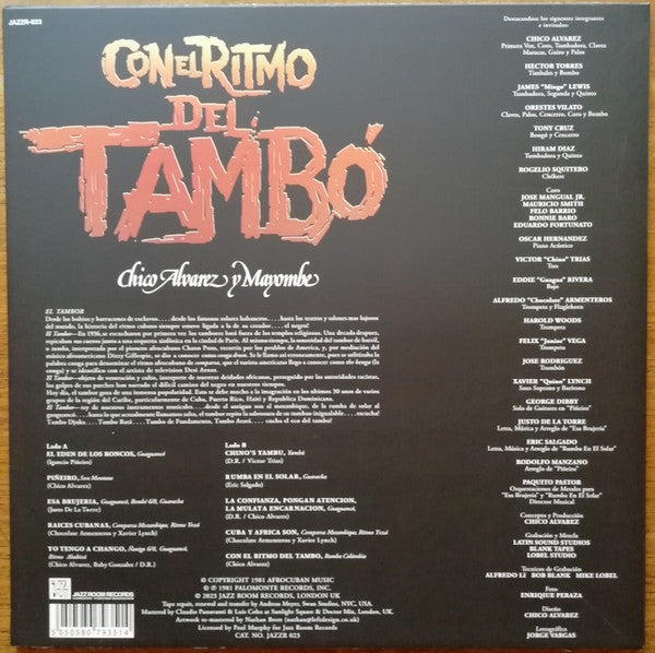 Image of Back Cover of LP - VG+/VG+ - ORQUESTA MAY MBE CANTA CHICO ALVAREZ, Con El Ritmo Del Tamb  (Jazz Room Records; JAZZR-023, UK 2023 Reissue), Record very slightly dished,  - 1116273C