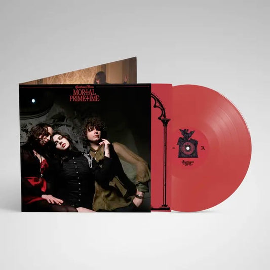 Image of Front Cover of LP - NEW/NEW - SUNFLOWER BEAN, Mortal Primetime (Lucky Number; LUCKY182LP, Europe 2025, Gatefold, Inner, Transparent Red), ,  These songs are the most honest of Sunflower Bean s career   unvarnished, exposed - and by embracing discordance and uncertainty, they have created the bravest album of an already storied career. When Sunflower Bean set out to make music together as teenagers, they knew they wanted to go the distance, to create something that could stand up to the unforgiving 
