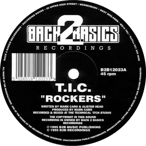 Image of Label Cover of 12" - VG/VG - T.I.C., Rockers / Too Fast (Back 2 Basics; B2B12023, UK 1995), Strong VG. Minor marks only and slight edge wear to sleeve,  - 3046320S