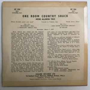 Image of Back Cover of 1825167E: 7" EP - MOSE ALLISON, One Room Country Shack (Esquire Records Ltd.; Ep 224, UK 1960, Picture sleeve) Light marks. Tear on sleeve. Centre in tact.  P/VG