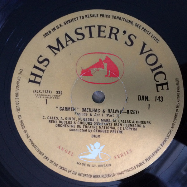 Image of Label Cover of 3xLP - G+/VG+ - MARIA CALLAS, NICOLAI GEDDA, ROBERT MASSARD, ANDR A GUIOT, ORCHESTRE NATIONAL DE L'OP RA DE PARIS, GEORGES PR TRE - BIZET*, The Callas Carmen - Bizet (His Master's Voice; DAN 143-145, UK 1964, Box Set, 3 Booklets), Box Edges a Bit Tatty and One Corner Split. Inside Box is Pristine,  - 1825110E
