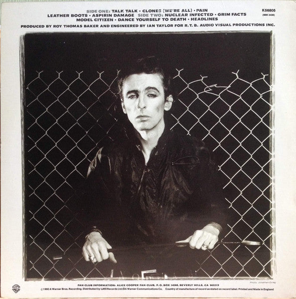 Image of Back Cover of LP - VG/VG+ - ALICE COOPER, Flush The Fashion (Warner Bros. Records; K56805, UK 1980, Inner), Light sleeve crease     ,  - 0616191C