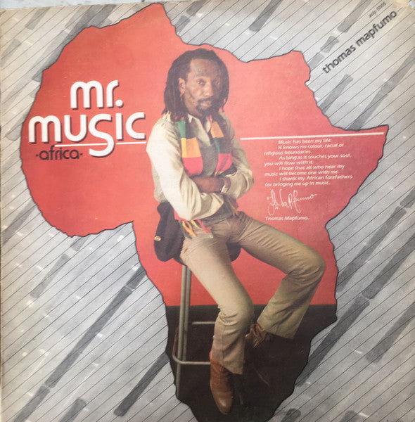 Image of Front Cover of LP - VG/VG+ - THOMAS MAPFUMO AND THE BLACKS UNLIMITED, Mr Music (Africa) (Afro Soul; ASLP 5005, Zimbabwe 1985), Small tear on sleeve.,  - 4226235E