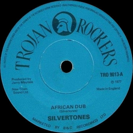 Image of Front Cover of 7" - /G+ - SILVERTONES, African Dub (Trojan Rockers; TRO 9013, UK 1977), Marks on disc. Light dent on A side causing clicks (but no skip).,  - 1925096E