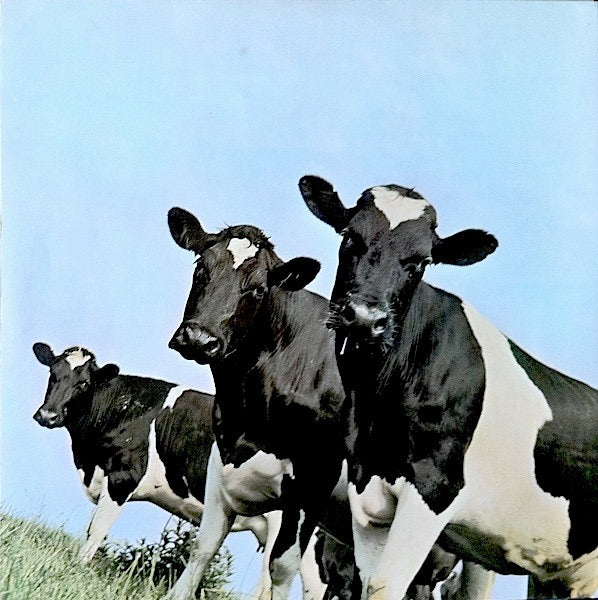 Image of Back Cover of LP - VG/VG - PINK FLOYD, Atom Heart Mother (Harvest Green, Gramophone Co On Rim, No EMI Box; SHVL781, UK 1970, Gatefold, Company Inner, First issue, first label, variant 2. A1-G, B1-G Matrix . World Copyrights/Lupus Music), Light wispy hairlines and one larger superficial non feelable mark, Good gloss to disc, Light sleeve wear and small sticker on rear. ,  - 1716625C