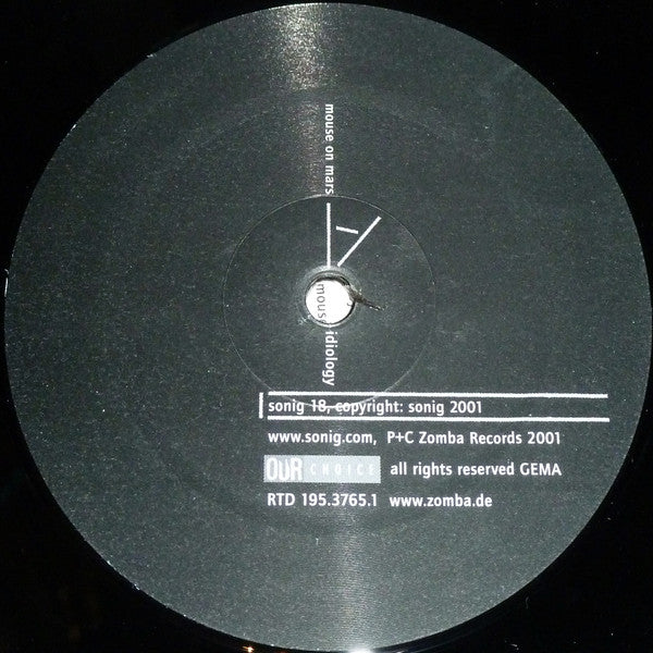 Image of Label Cover of 1915270C: 12" - MOUSE ON MARS, Idiology (Sonig; sonig 18, Germany 2001, Die Cut Sleeve, Inner & 2 Inserts, Includes a printed inner sleeve and a sticker as an insert.) Surface marks. All inserts included.  VG+/VG