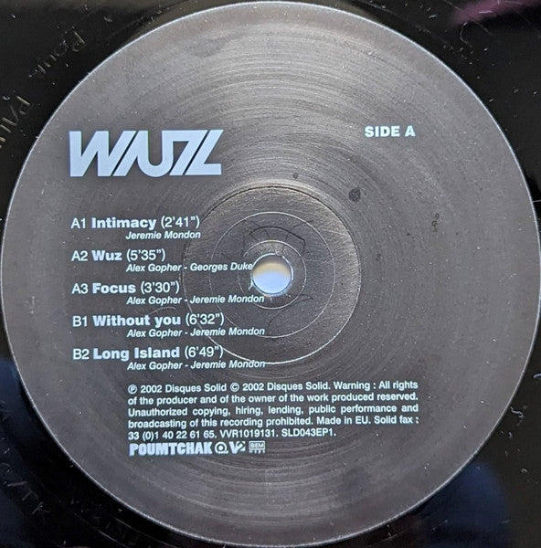 Image of Label Cover of 2xLP - VG/VG+ - ALEX GOPHER WITH DEMON PRESENTS WUZ, Wuz (Disques Solid ; SLD043.EP, France 2002), ,  - 1925374E