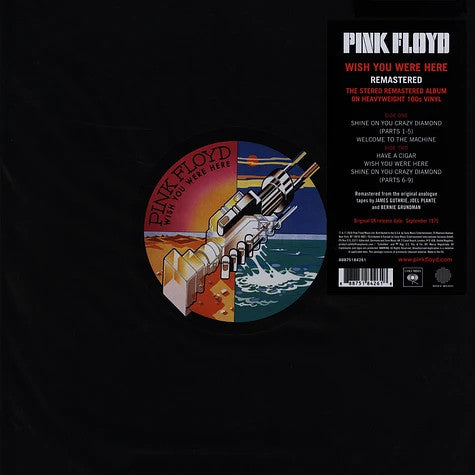 Image of Front Cover of LP - NEW/NEW - PINK FLOYD, Wish You Were Here (Columbia; 88875184261, Worldwide 2025 Reissue, Stickered Black Plastic Sleeve, Postcard, 180 Gram Vinyl), ,  - 0116055C