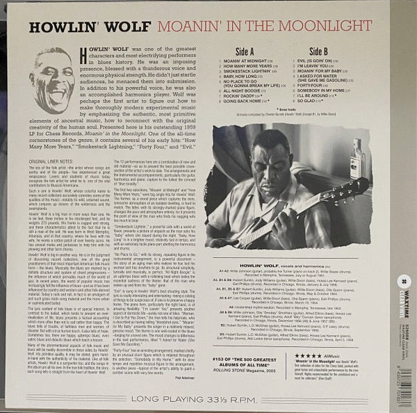 Image of Back Cover of LP - NEW/NEW - HOWLIN' WOLF, Moanin' In The Moonlight (WaxTime; 526008, Europe 2025 Reissue, Clear Vinyl), ,  - 2416219C