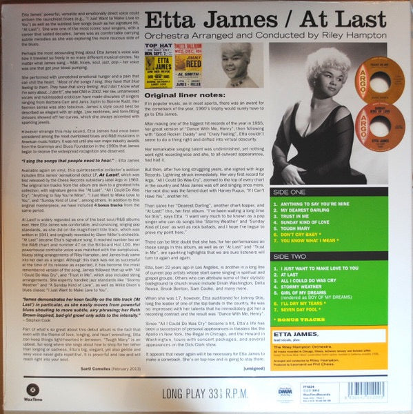 Image of Back Cover of LP - NEW/NEW - ETTA JAMES, At Last! (WaxTime; 771824, Europe 2023 Reissue, 180 Gram Vinyl), ,  - 2456107S