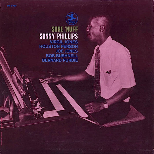 Image of Front Cover of LP - G+/G+ - SONNY PHILLIPS, Sure 'Nuff (Prestige; PR 7737, US 1970, VAN GELDER stamp in runouts, Stereo), sleeve corner clipped, ghost from old sticker and pen marking on front, ringwear and edgewear. vinyl strong G+ - has fogging and plays well with some surface noise. ,  - 1925353E