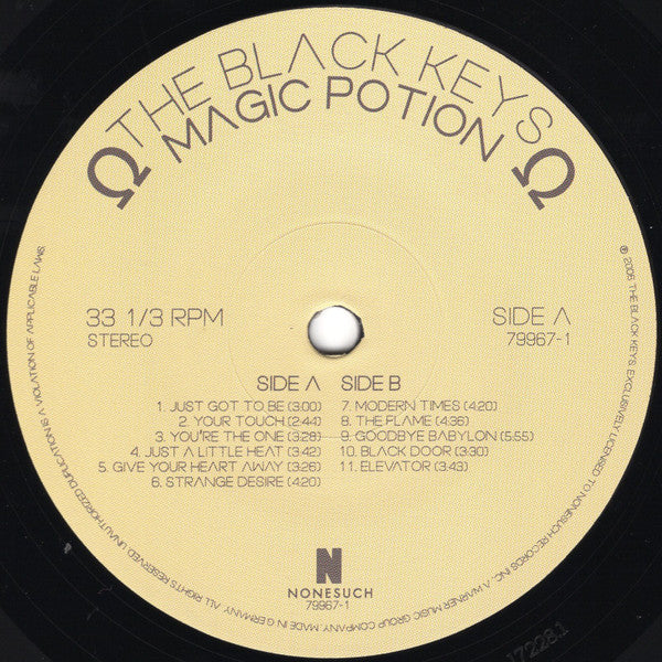 Image of Label Cover of LP - VG/VG+ - THE BLACK KEYS, Magic Potion (Nonesuch; 79967-1, US 2000s Reissue, Inner, 180 Gram Vinyl), Inner split,  - 3626501E