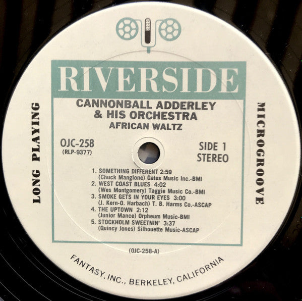 Image of Label Cover of LP - VG/VG - CANNONBALL ADDERLEY AND HIS ORCHESTRA, African Waltz (Original Jazz Classics ; OJC-258, US 1986 Reissue), Solid copy across the board.,  - 3516245C