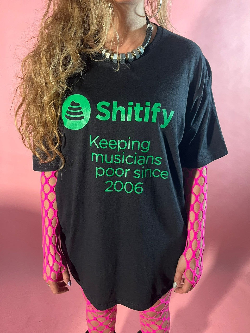 Image of Front Cover of Accessories - NEW/NEW - GILDAN, Shitify T-Shirt - L (, UK 2025, Black Gildan shirt with front & back print), ,  - 1216463C