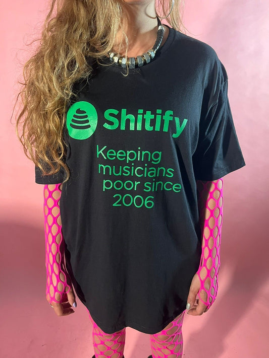 Image of Front Cover of Accessories - NEW/NEW - GILDAN, Shitify T-Shirt - L (, UK 2025, Black Gildan shirt with front & back print), ,  - 2055397S