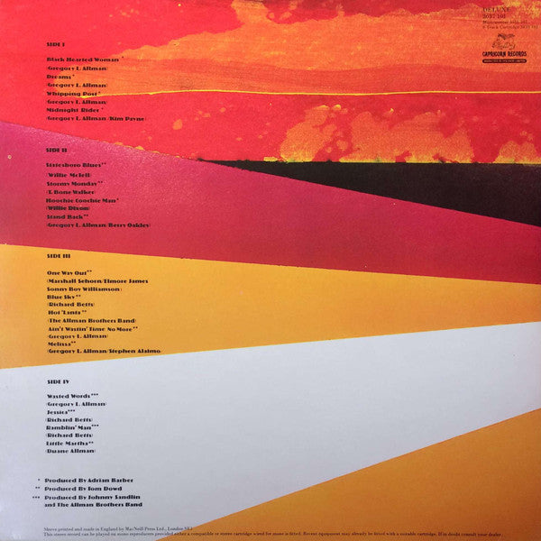 Image of Back Cover of 2xLP - VG+/VG+ - THE ALLMAN BROTHERS BAND, The Road Goes On Forever (Capricorn; 2637 101, UK 1975, Gatefold), With Polydor Press Sheet\,  - 1726047E