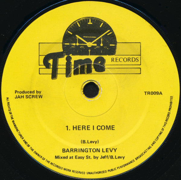Image of Front Cover of 7" - /VG+ - BARRINGTON LEVY, Here I Come (Time Records; TR009, UK 1984, Solid Centre), Shiny EX copy. Clean labels.,  - 3516432C