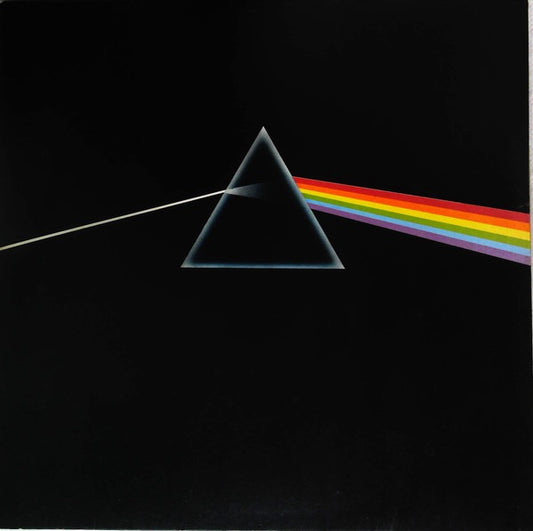 Image of Front Cover of LP - VG/G - PINK FLOYD, The Dark Side Of The Moon (Harvest Black & Blue EMI box & rim; SHVL 804, UK 1974 Reissue, Non-Stickered Gatefold Sleeve, No Posters, No Stickers , A5/B5 Blue Text Bottom Left Inside Gatefold), ,  - 3116120C