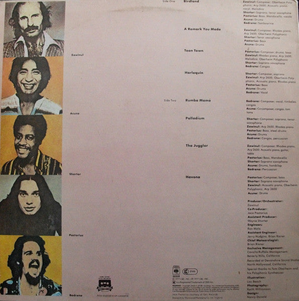 Image of Back Cover of LP - VG/VG - WEATHER REPORT, Heavy Weather (CBS Orange/Yellow; CBS 32358, UK 1983 Reissue, Company Inner), Strong VG throughout!,  - 3016017C