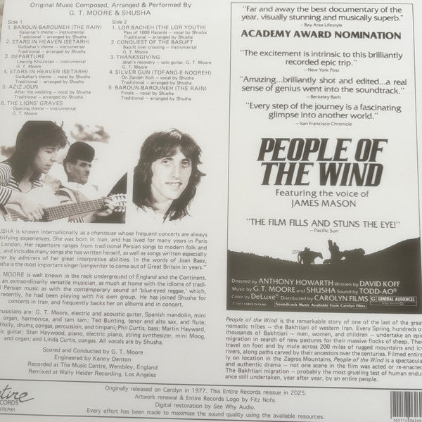 Image of Back Cover of LP - EX/EX - G.T. MOORE & SHUSHA, People Of The Wind (Entire Records; ENTRLP001, UK 2025 Reissue), Opened from sealed.,  - 2045154S