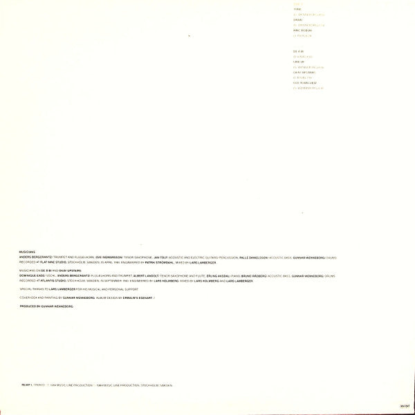 Image of Back Cover of 2015464C: LP - G WE GROUP, Constellations (Music Line Production; MLWP 1, Sweden 1984) Sleeve has some ring wear and the odd scuff  VG/VG