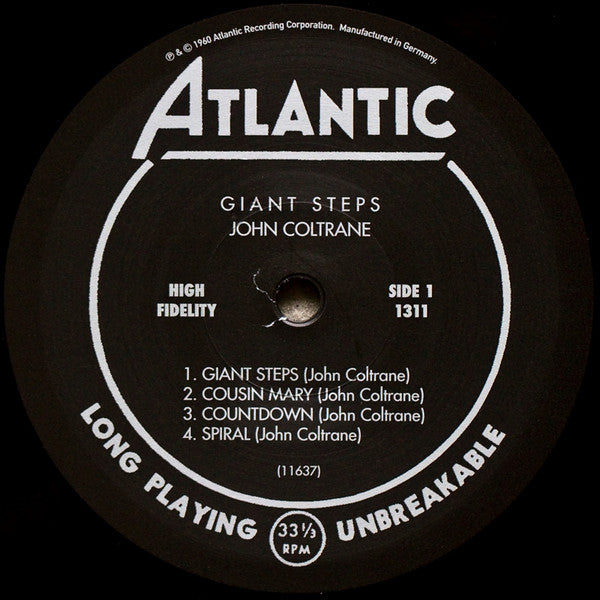 Image of Label Cover of LP - VG+/VG - JOHN COLTRANE, Giant Steps (Atlantic ; 081227945251, US 2017 Reissue, Insert, 180g. Mono), ,  - 3326210E