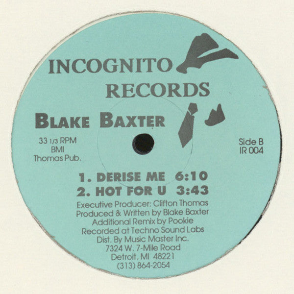 Image of Back Cover of 12" - /VG - BLAKE BAXTER, Crimes Of The Heart (Incognito Records; IR 004, US 1989, Plain Sleeve), , A1	Crimes Of The Heart	A2	I Wish You Love	B1	Derise Me	B2	Hot For UClassic Detroit Techno! - 1446171S