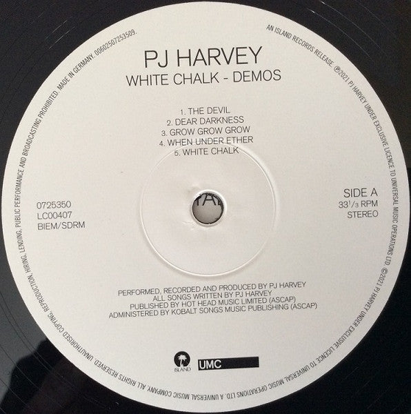 Image of Label Cover of LP - EX/VG+ - PJ HARVEY, White Chalk - Demos (Island Records ; 0725350, USA, Canada & Europe 2021, Textured Sleeve, Inner), Still in shrinkwrap.,  - 3246246S