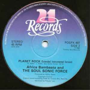 Image of Back Cover of 12" - /VG - AFRICA BAMBAATA AND THE SOUL SONIC FORCE, Planet Rock (Polydor; POSPX 497, UK 1982, Plain Sleeve), Light marks only,  - 4316487C