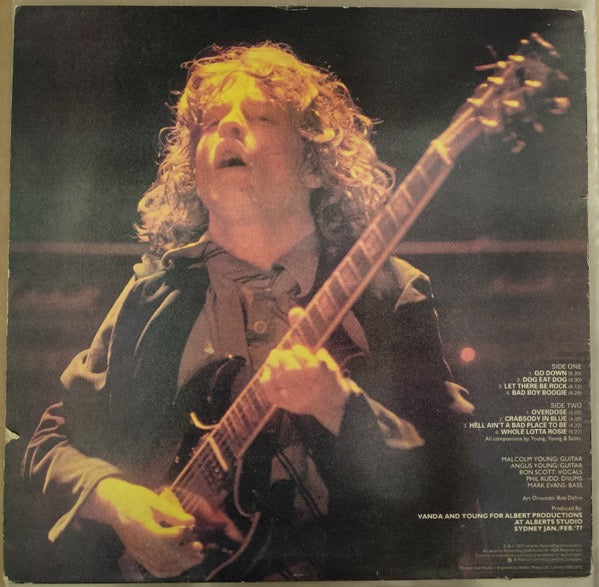 Image of Back Cover of LP - VG/VG - AC/DC, Let There Be Rock (Atlantic; K 50366, UK 1977, W Matrices), Strong VG - light marks only.  Edge and spine wear. ,  - 2426233E