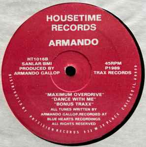 Image of Back Cover of 12" - /VG - ARMANDO, Overload (House Trax; HT1016, UK 1989), light marks only,  - 3346104S