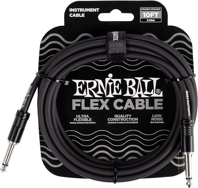 Image of Front Cover of Accessories - NEW/NEW - ERNIE BALL, FLEX INSTRUMENT CABLE STRT/STRT 10FT - BLACK (, UK ), ,  - 3016362C