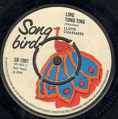 Image of Front Cover of 7" - /G - LLOYD CHARMERS / LLOYD ROBINSON, Ling Tong Ting / Sweet Sweet (Song Bird 4-Prong Centre; SB 1001, UK 1969, Plain Sleeve), Lots of marks to disc but plays above grade. No centre. WOL.,  - 2416273C