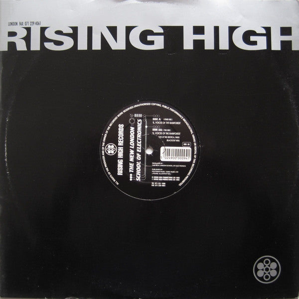Image of Front Cover of 12" - VG/VG - THE NEW LONDON SCHOOL OF ELECTRONICS, Voices Of The Rainforest (Rising High Records; RSN 63, UK 1993, Company Sleeve), light marks only. original company sleeve,  - 3446150S