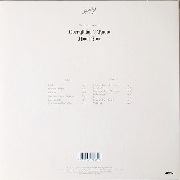 Image of Back Cover of LP - NEW/NEW - LAUFEY, Everything I Know About Love (Awal Recordings America, Inc.; LAULP001R, Europe 2024 Reissue, Booklet), ,  - 2936135E