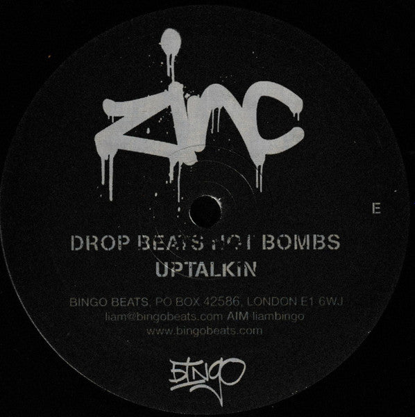 Image of Label Cover of 4815478C: 3x12" - ZINC, Drop Beats Not Bombs EP (Bingo; BINGO 30, UK 2005, Picture Sleeve) Light storage and some faint hairlines on disc. Sleeve has light ringwear,  VG/VG