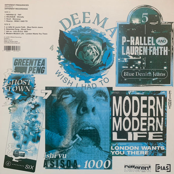 Image of Back Cover of 2235025E: LP - VARIOUS, Different Frequencies (Different; DIF505LP, UK 2021, Transparent Blue Vinyl)   NEW/NEW