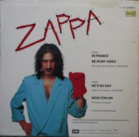 Image of Back Cover of 12" - VG/VG+ - FRANK ZAPPA, True Glove (EMI Electrola GmbH ; 1C K 062 20 0387 6, Germany 1984, Picture Sleeve), ,  - 3116105C